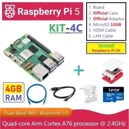 KIT-4C  Raspberry Pi 5 (4GB RAM) - Complete SET
